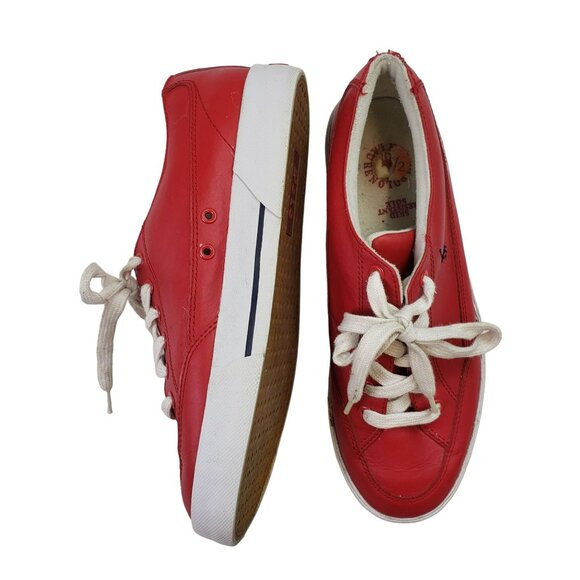 Polo by Ralph Lauren Red Leather Sneakers Size 9.5D - Picture 3 of 11
